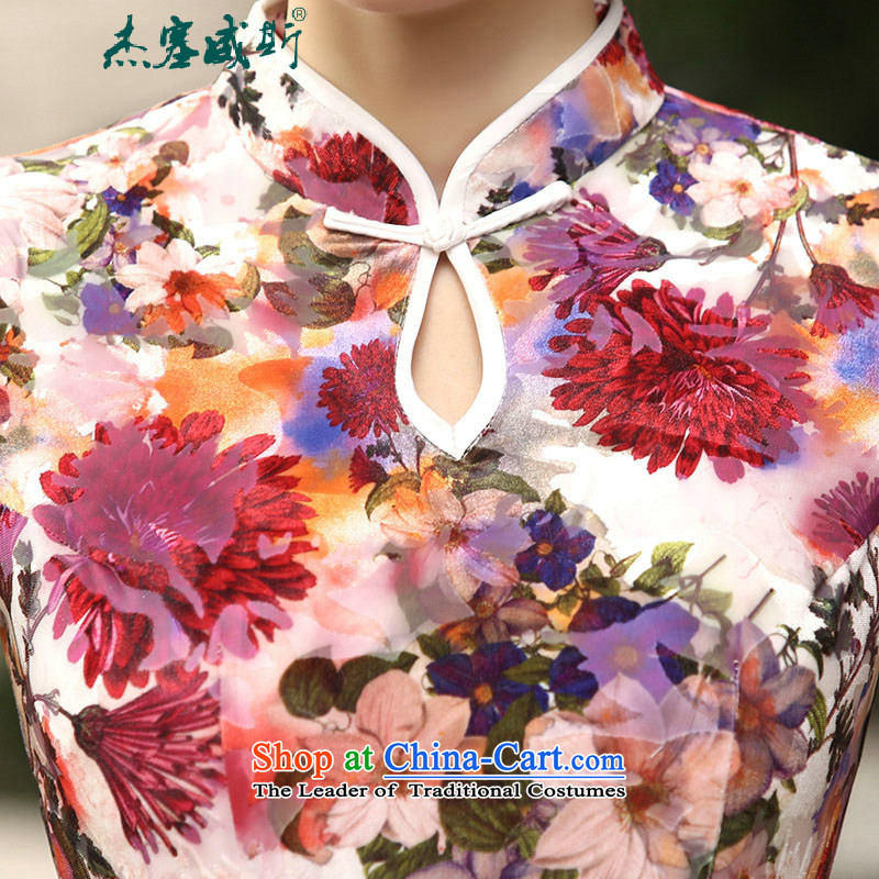 In the new kit, spring and autumn female decorated in a mock-neck really improved long qipao velvet dresses T0004-a XXL, black, in Jericho shopping on the Internet has been pressed.