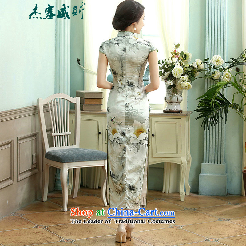 In the spring and autumn kit for women daily retro elegant silk dresses collar short-sleeved one row of deduction of Qipao Sau San C0013 XXL, Girl In Wisconsin, , , , Jie shopping on the Internet