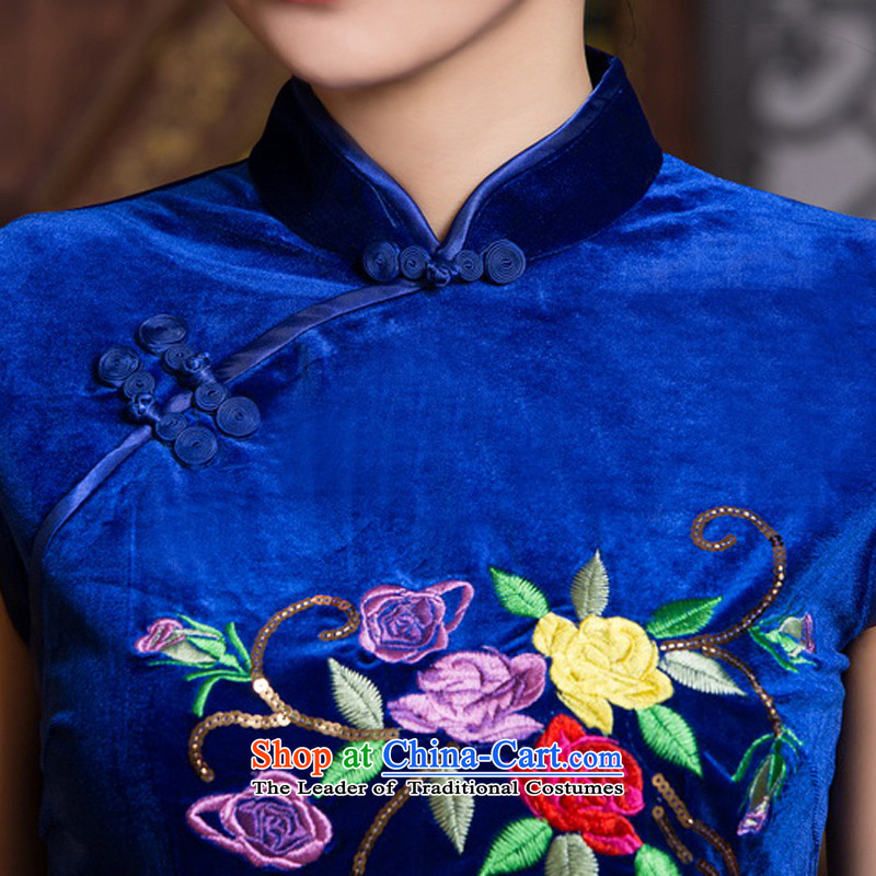 The cross-SA 3 it takes 2015 Spring Summer scouring pads embroidered improved daily cheongsam dress collar cheongsam dress ZA 085 color picture the cross-SA has been pressed 3XL, shopping on the Internet