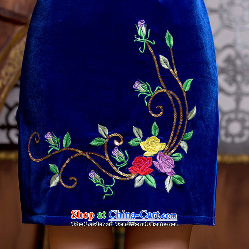 The cross-SA 3 it takes 2015 Spring Summer scouring pads embroidered improved daily cheongsam dress collar cheongsam dress ZA 085 color picture the cross-SA has been pressed 3XL, shopping on the Internet