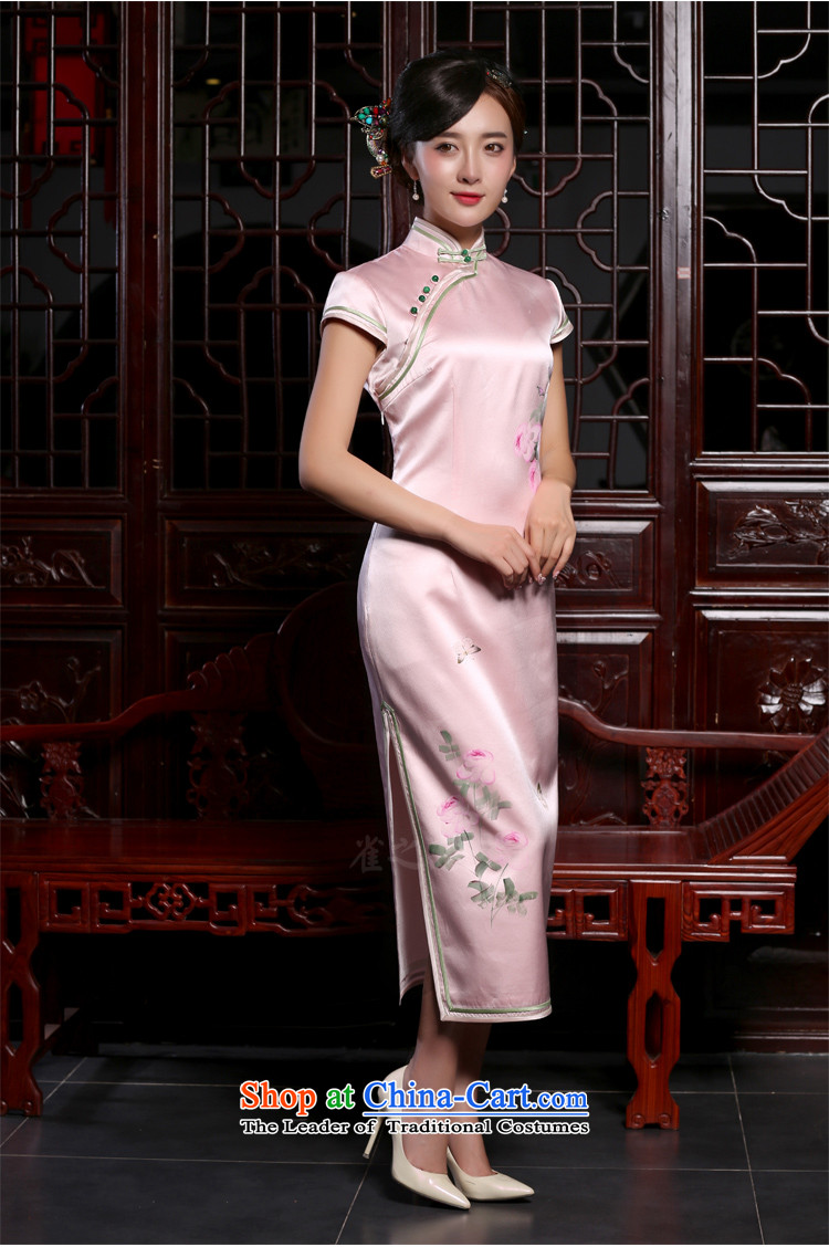 Love of birds, red autumn 2015, more new traditional hand-painted silk cheongsam QD802 pink L picture, prices, brand platters! The elections are supplied in the national character of distribution, so action, buy now enjoy more preferential! As soon as possible.