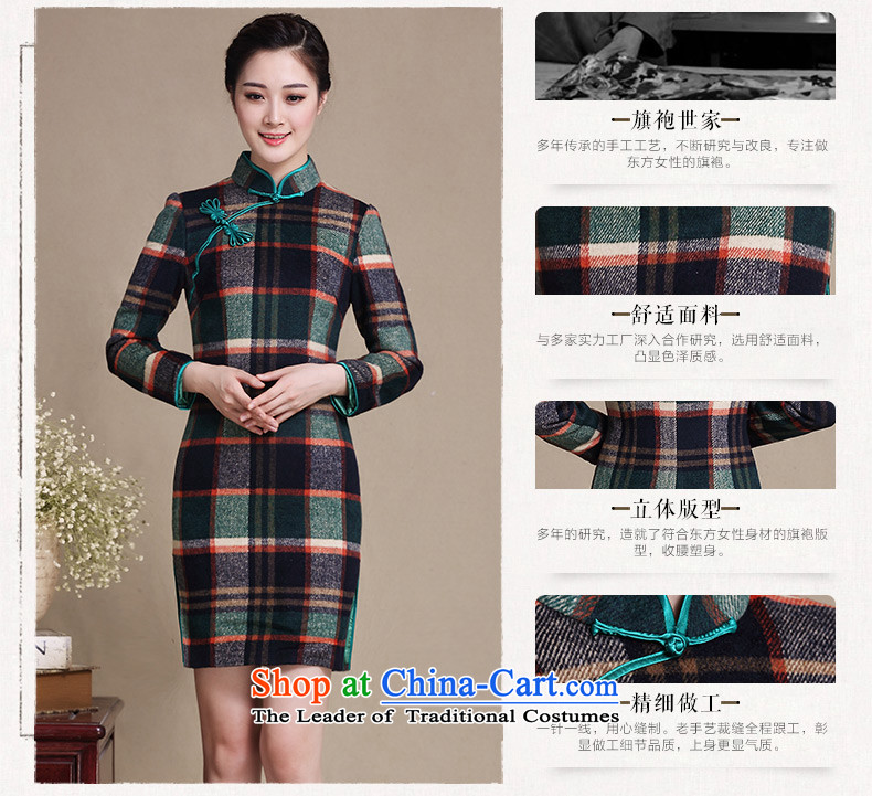 Yuan of suspension of new long-sleeved qipao? Boxed autumn gross retro style qipao skirt new grid, improved cheongsam dress Y3221 grid color pictures, prices, XXL brand platters! The elections are supplied in the national character of distribution, so action, buy now enjoy more preferential! As soon as possible.