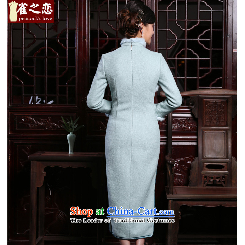 The birds if License Pack new autumn 2015 improved gross? long-sleeved qipao stylish rabbit hair decorations long skirt QC876 qipao figure M love birds , , , shopping on the Internet