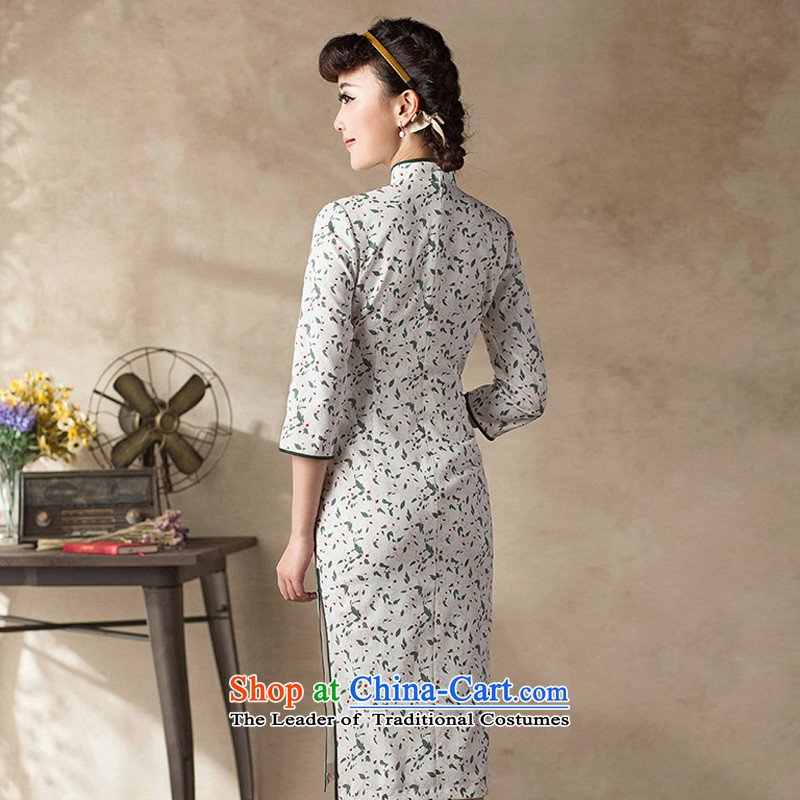 A Pinwheel Without Wind recalled that Chi Yat new cheongsam 2015 Summer 7 cuff cheongsam dress ethnic retro autumn, qipao Doi green lady , , , Yat XL, online shopping