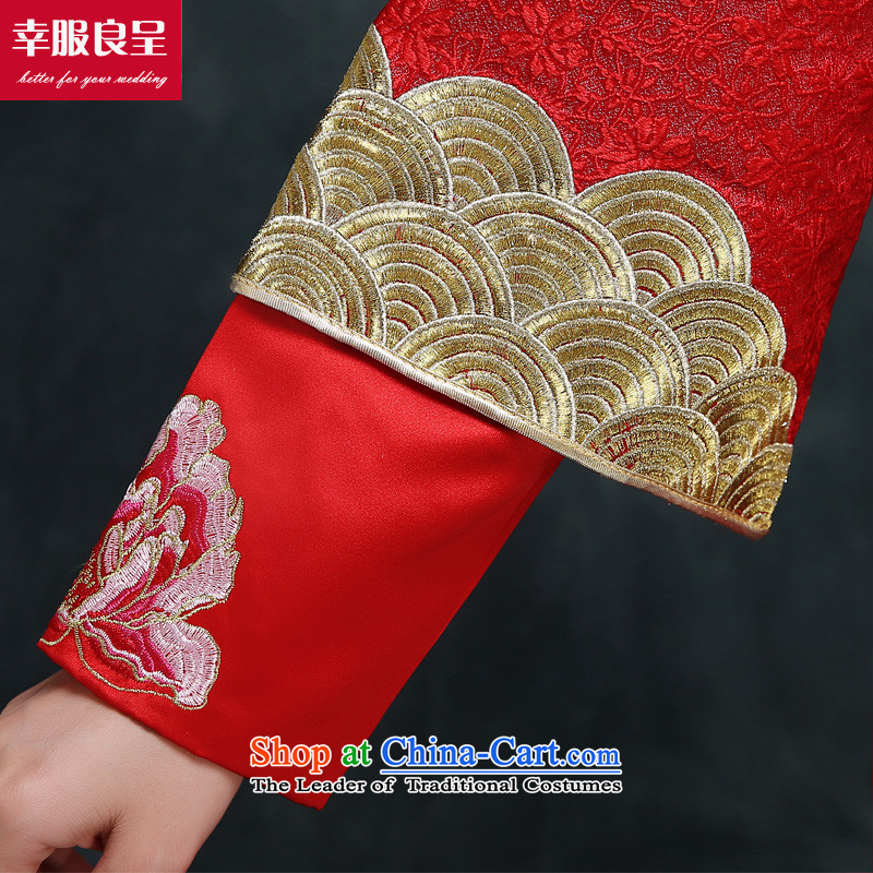 Sau Wo service to the dragon use autumn and winter bridal dresses ancient Chinese wedding gown wedding long marriages bows to the girl-soo Wo Service + Head Ornaments 2XL, honor services-leung , , , shopping on the Internet