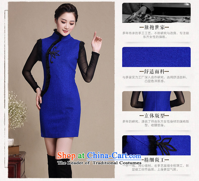 The world of 2015 yuan of autumn and winter load gross qipao Stylish retro improvement? cheongsam dress new gross for thick cheongsam dress female Y3198 Blue M picture, prices, brand platters! The elections are supplied in the national character of distribution, so action, buy now enjoy more preferential! As soon as possible.