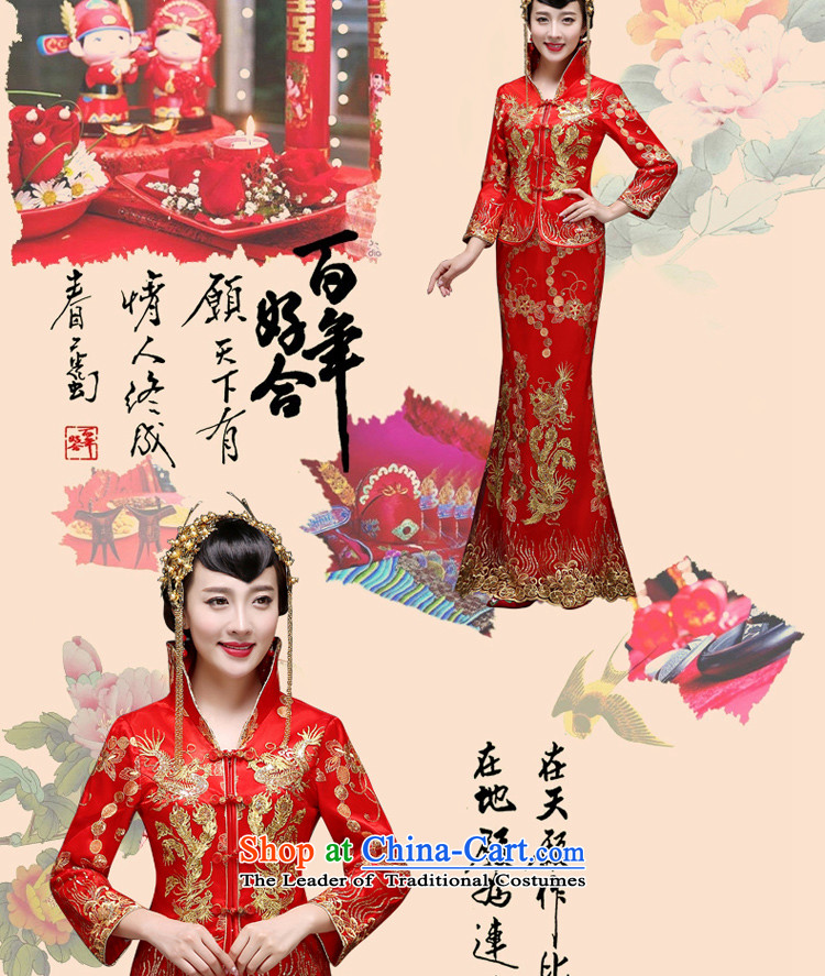 The bride bows long service 2015 autumn and winter new retro qipao wedding dress Soo Wo service use 9 cuff to the Dragon Head Ornaments M pictures +98, prices, brand platters! The elections are supplied in the national character of distribution, so action, buy now enjoy more preferential! As soon as possible.