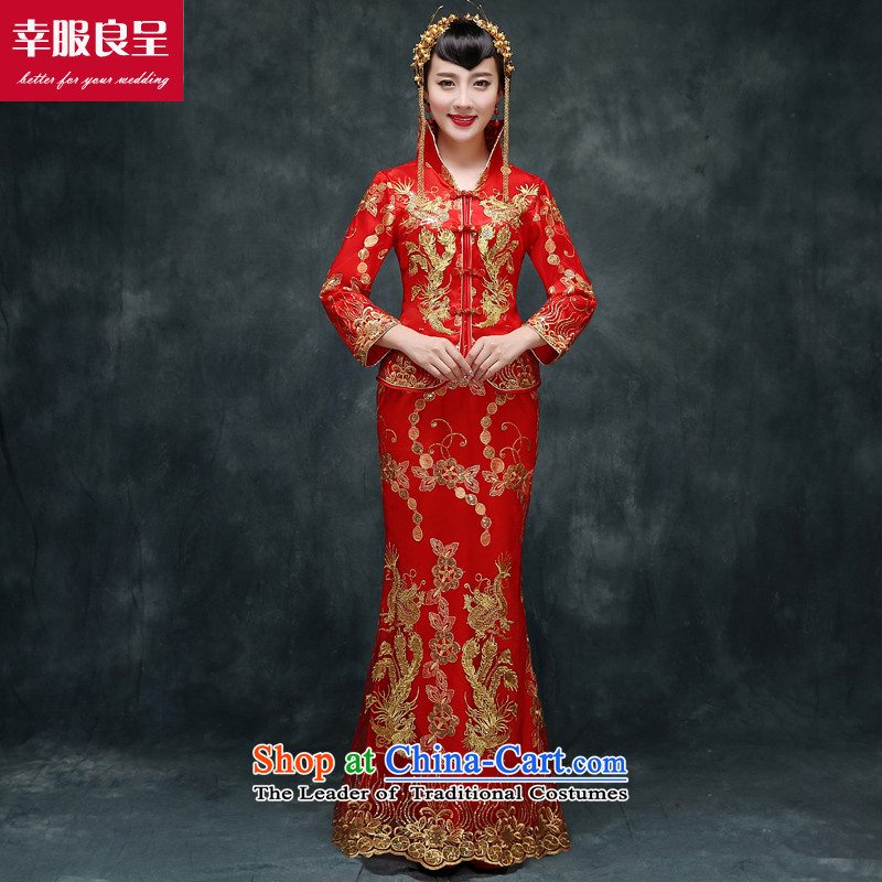 The bride bows long service 2015 autumn and winter new retro qipao wedding dress Soo Wo services use a score of 9 to the dragon head ornaments , cuff +98 honor services-leung , , , shopping on the Internet