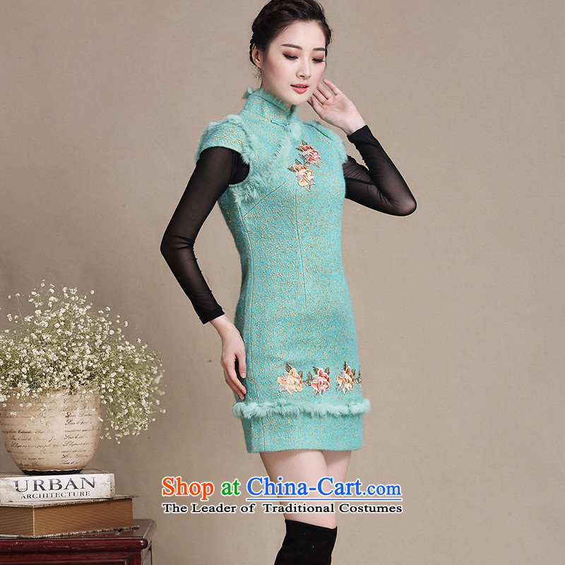 Yuan of flowers 2015 Fall/Winter Collections gross qipao thick Stylish retro? for improved qipao gross embroidery cheongsam dress Warm Y3196 Thick Green M yuan (YUAN SU) , , , shopping on the Internet