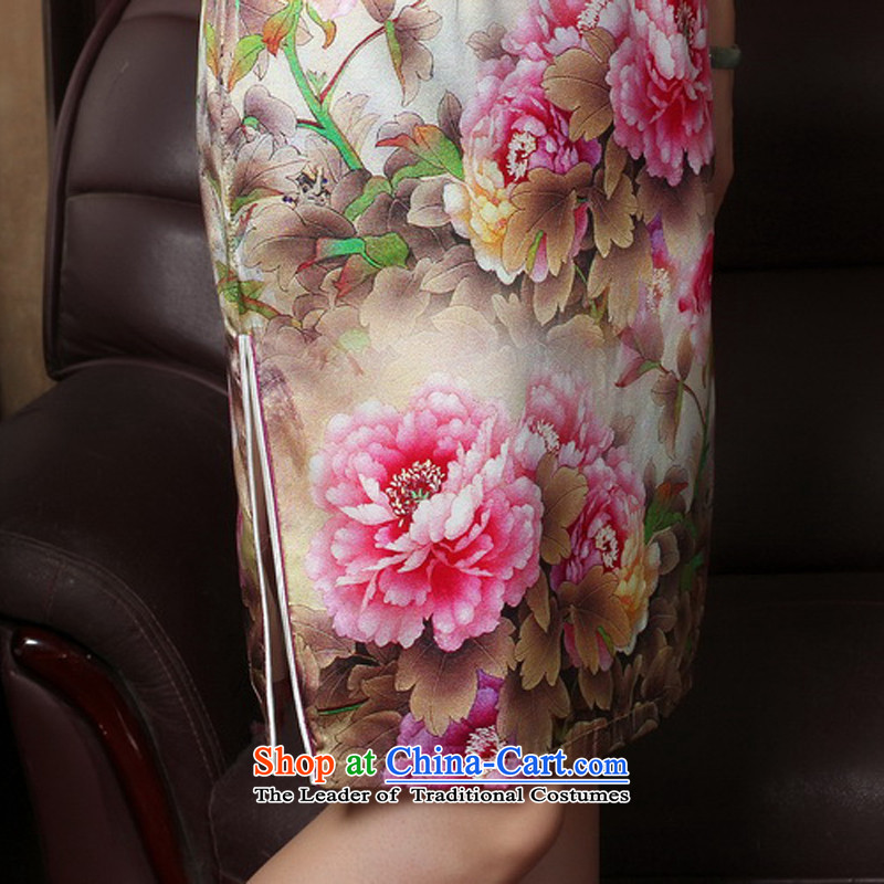 Yuan of Mudan 2015 heavyweight Silk Cheongsam with retro improved qipao autumn dresses silk cheongsam dress T3185 picture color M, Ms. Anita Yuen (YUAN SU shopping on the Internet has been pressed.)