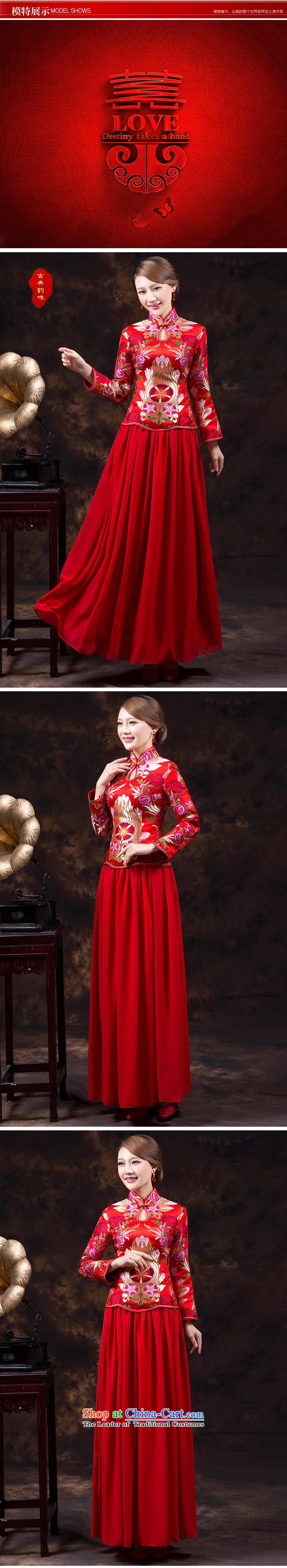 Wedding dress qipao new bride autumn and winter clothing Chinese Soo-reel bows to the fall of long-sleeved qipao wedding dress long red red L waist 2.2) Picture, prices, brand platters! The elections are supplied in the national character of distribution, so action, buy now enjoy more preferential! As soon as possible.