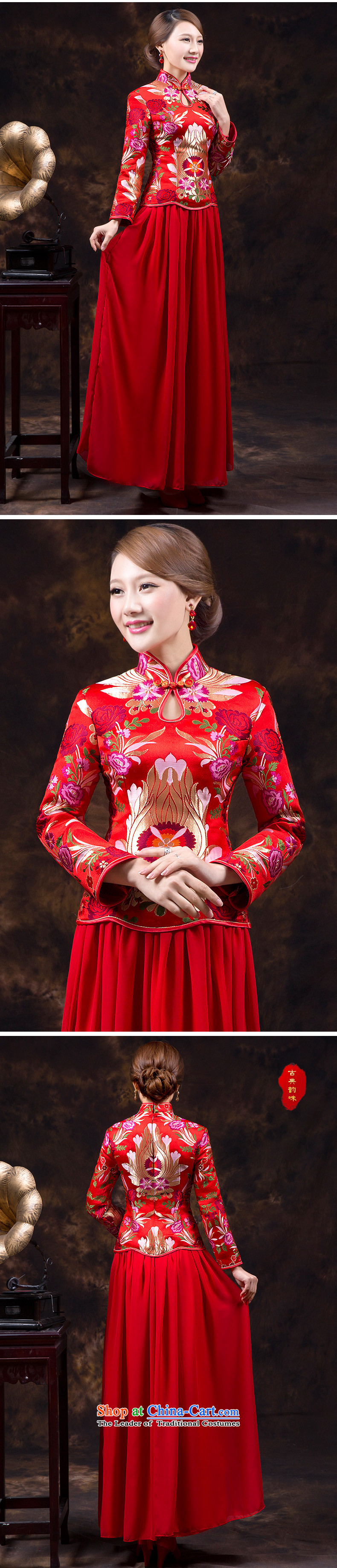 Wedding dress qipao new bride autumn and winter clothing Chinese Soo-reel bows to the fall of long-sleeved qipao wedding dress long red red L waist 2.2) Picture, prices, brand platters! The elections are supplied in the national character of distribution, so action, buy now enjoy more preferential! As soon as possible.