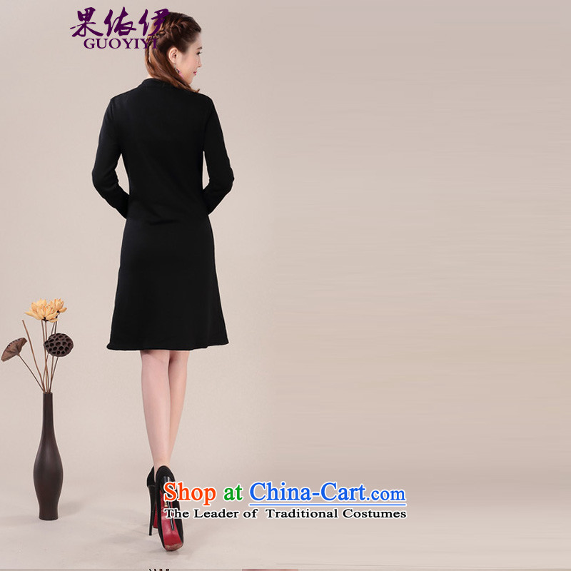 In accordance with the results of the 2015 Autumn El new women's larger women wear skirts video thin Sau San long-sleeved dresses according to the results of the 8,592 XXL, Black (GUOYIYI) , , , shopping on the Internet