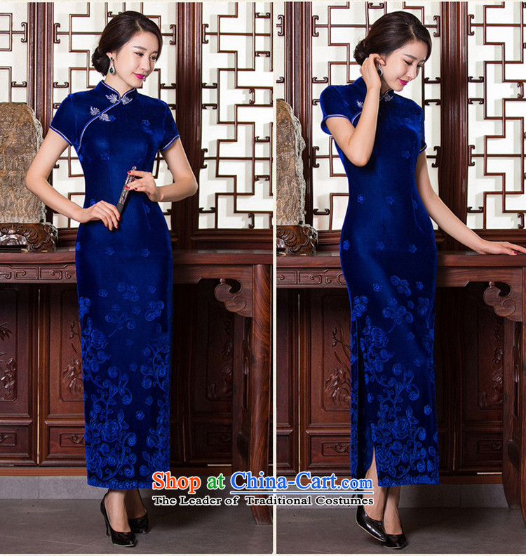 The Hong Kong and New 2015 歆) scouring pads cheongsam dress long antique style qipao gown of older Ms. qipao autumn QD268-9 Load Blue L picture, prices, brand platters! The elections are supplied in the national character of distribution, so action, buy now enjoy more preferential! As soon as possible.