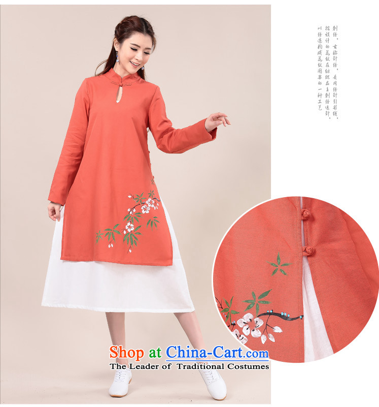Ancient Evelyn, hand-painted 2015 cotton linen temperament cheongsam dress double spring loaded qipao loose retro long-sleeved red 2XL Photo, prices, brand platters! The elections are supplied in the national character of distribution, so action, buy now enjoy more preferential! As soon as possible.