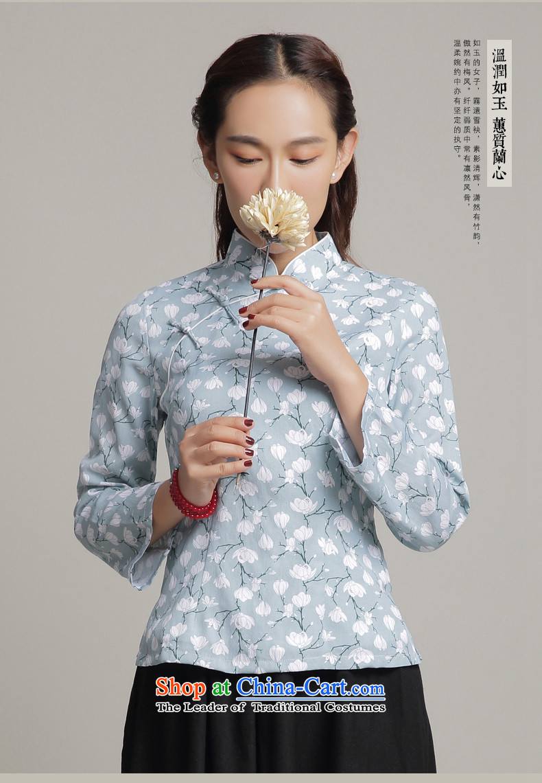 7475 2015 Autumn Fung migratory new stylish shirt qipao retro stamp Sau San Tong long-sleeved blouses DQ15214 SKYBLUE XL Photo, prices, brand platters! The elections are supplied in the national character of distribution, so action, buy now enjoy more preferential! As soon as possible.