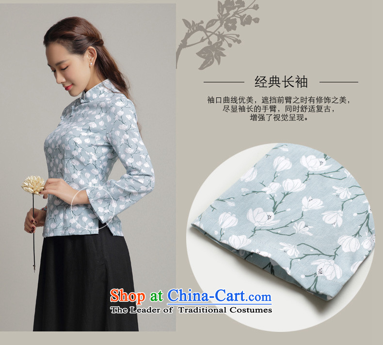 7475 2015 Autumn Fung migratory new stylish shirt qipao retro stamp Sau San Tong long-sleeved blouses DQ15214 SKYBLUE XL Photo, prices, brand platters! The elections are supplied in the national character of distribution, so action, buy now enjoy more preferential! As soon as possible.