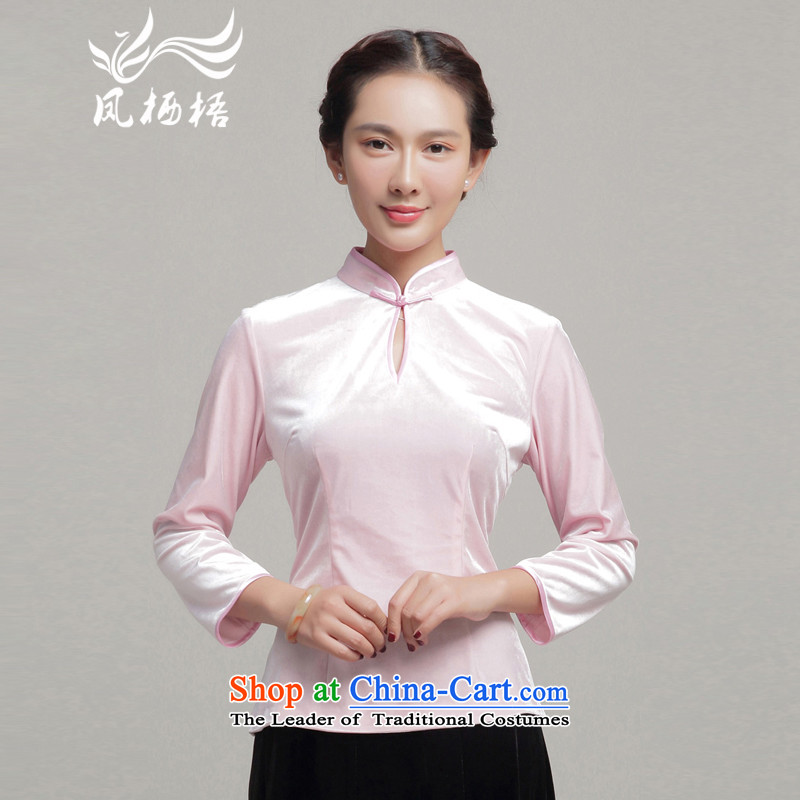 7475 2015 Autumn Fung migratory new stylish shirt qipao scouring pads and sexy long-sleeved blouses DQ15215 Tang Velvet White L, Bong-migratory 7475 , , , shopping on the Internet