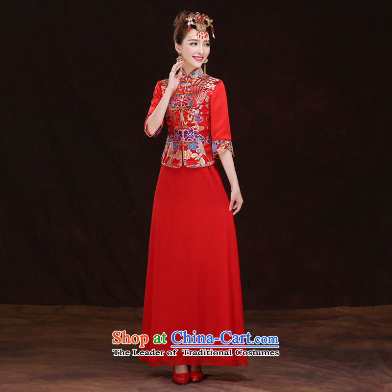 The Syrian brides bows service hour autumn 2015 new marriage women retro cheongsam dress wedding dress Soo-wo service use red , L, time Dragon Syrian shopping on the Internet has been pressed.