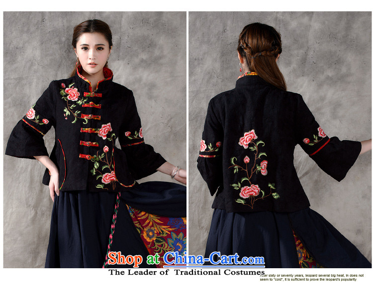 In accordance with the results of the 2015 autumn of the new national wind up the clip Tang retro blouses cotton linen loose 9 embroidered short-sleeved jacket 913 Black M picture, prices, brand platters! The elections are supplied in the national character of distribution, so action, buy now enjoy more preferential! As soon as possible.