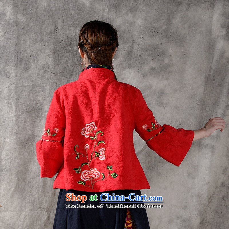 In accordance with the results of the 2015 autumn of the new national wind up the clip Tang retro blouses cotton linen loose 9 embroidered short-sleeved jacket 913 Black M (in accordance with the results of the GUOYIYI) , , , shopping on the Internet