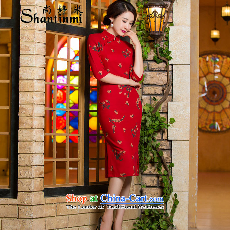 Yet Ting 2015 Autumn replacing retro m graphics in thin cuff Sau San larger improved linen long skirt garden XXXL, qipao yet ting m (shantinmi shopping on the Internet has been pressed.)