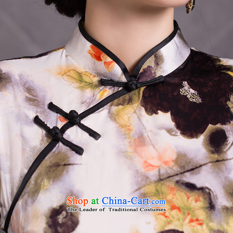 The Dream of the sponsors 2015 retro 歆 cheongsam dress new autumn replacing Ms. qipao stylish improved dresses qipao gown QD277 long Picture Color Ink (MOXIN 歆 XL,....) shopping on the Internet