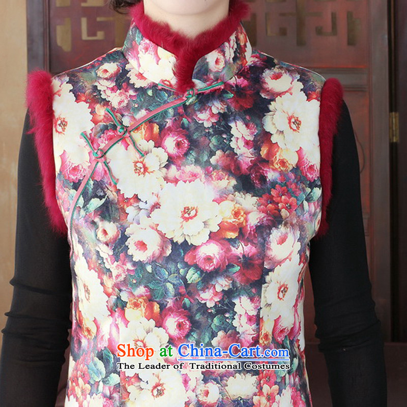 Yuan of Flower City 2015 folder of the dumping cotton cheongsam dress retro cheongsam dress Fall/Winter Collections thick robe improved qipao gross for warm color picture Y3126 XXXL, (B) MP (YUAN YUAN SU) , , , shopping on the Internet