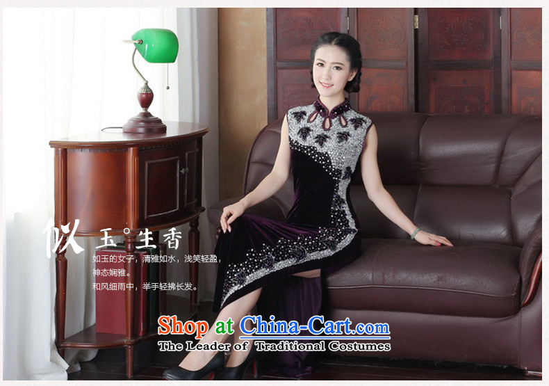 Yuan or so immediate 2015 Kim scouring pads qipao gown retro manually long staples on-chip beads improved cheongsam dress in autumn evening dress Y3089 Long Purple S picture, prices, brand platters! The elections are supplied in the national character of distribution, so action, buy now enjoy more preferential! As soon as possible.