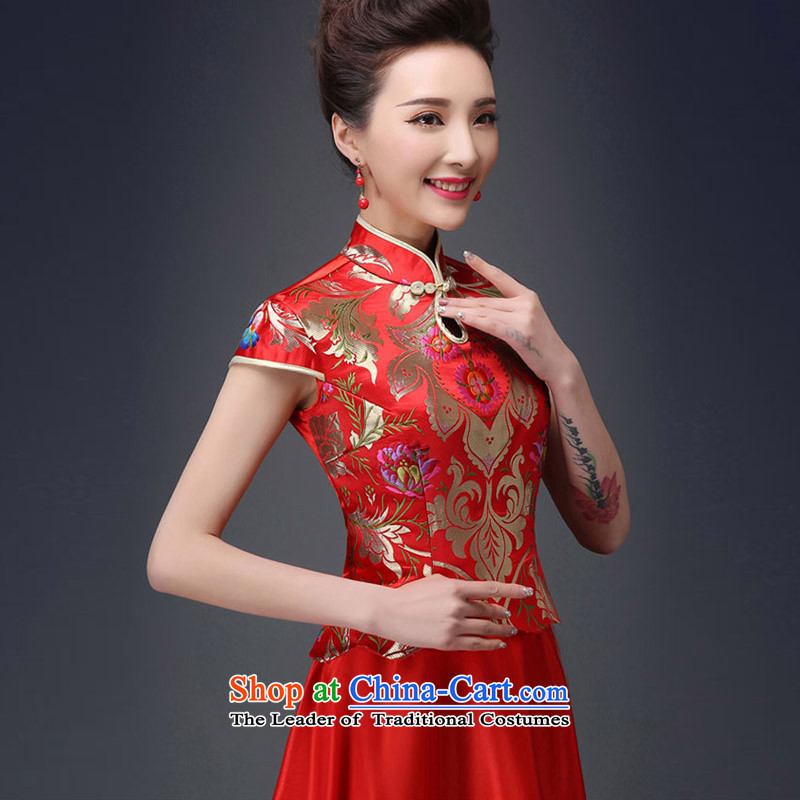 Time the new Syrian) 2015 skirt cheongsam dress marriages CHINESE CHEONGSAM red long-serving drink wo services fall time, Syria Female Red , , , shopping on the Internet