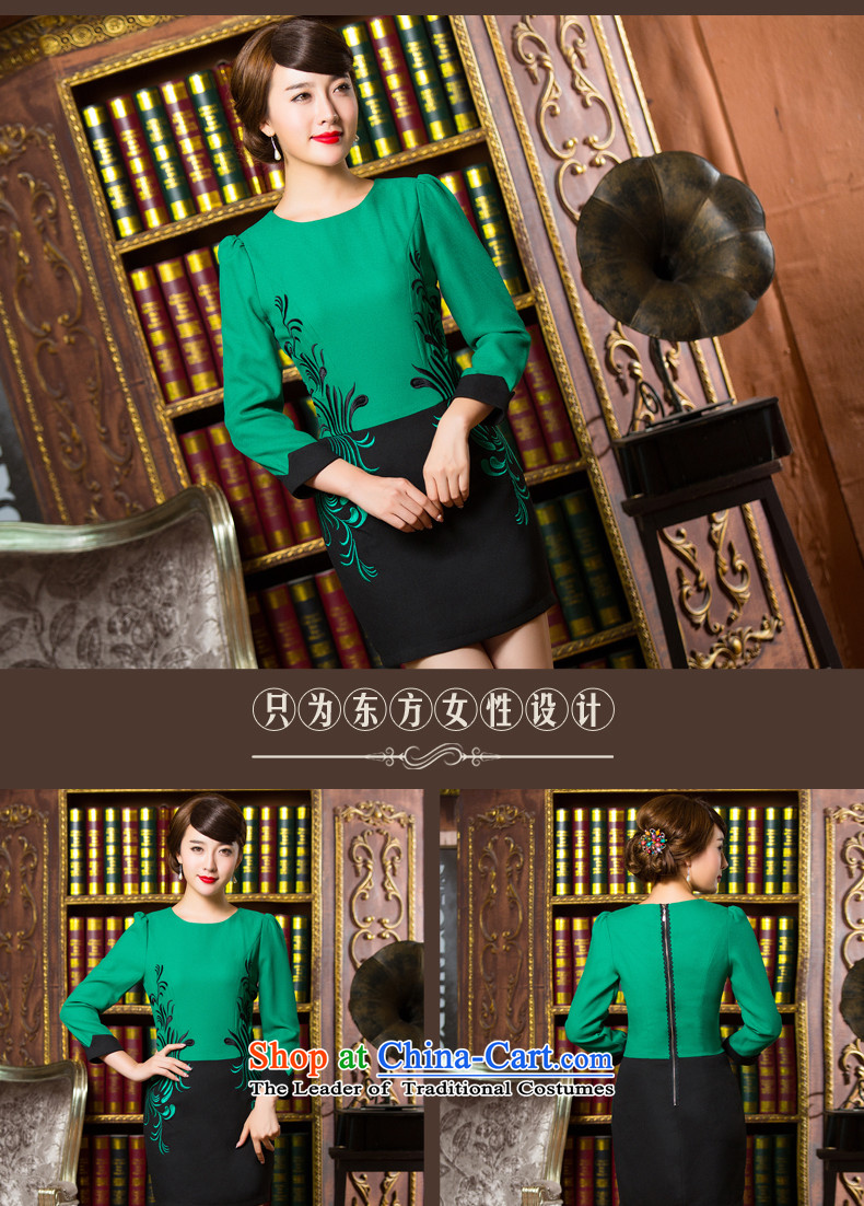 Eason Chan point cheongsam dress autumn 2015 replacing stylish improved long-sleeved Simple Chinese embroidery daily short of mother replacing dresses green S picture, prices, brand platters! The elections are supplied in the national character of distribution, so action, buy now enjoy more preferential! As soon as possible.