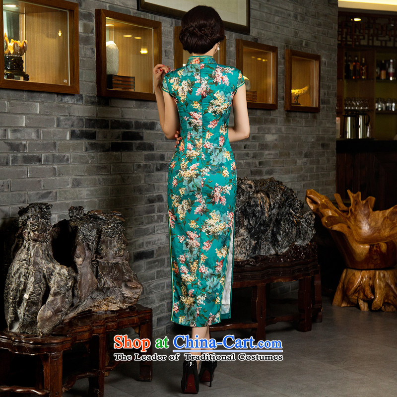 Yuan of floral arrangements 2015 Double long cheongsam with retro improved qipao autumn in long qipao gown temperament and stylish SAIKA M11030 Green , L, YUAN YUAN (SU) , , , shopping on the Internet
