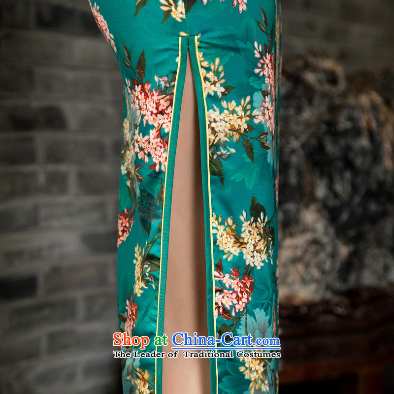 Yuan of floral arrangements 2015 Double long cheongsam with retro improved qipao autumn in long qipao gown temperament and stylish SAIKA M11030 Green , L, YUAN YUAN (SU) , , , shopping on the Internet
