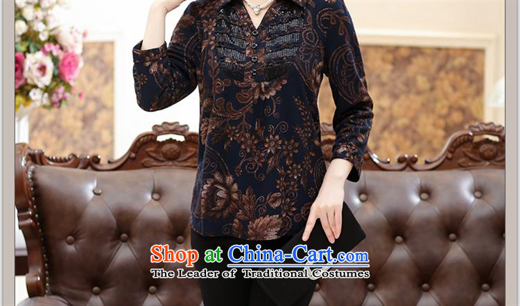 The elderly in The Black Butterfly WOMEN FALL 2015) new trendy lapel pin mother T-shirts female fifth cuff dark blue XXXL picture, prices, brand platters! The elections are supplied in the national character of distribution, so action, buy now enjoy more preferential! As soon as possible.