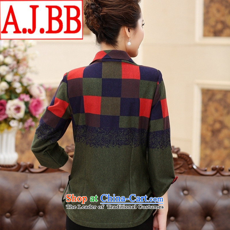 The Black Butterfly Older Women fall of leisure new long-sleeved shirt lapel large graphics load mother thin green shirt 4XL,A.J.BB,,, shopping on the Internet