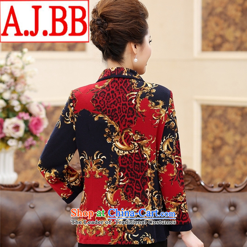 The Black Butterfly older female long-sleeved shirt autumn 2015 Stamp Pack China wind middle-aged moms with red shirts 4XL,A.J.BB,,, Ms. shopping on the Internet