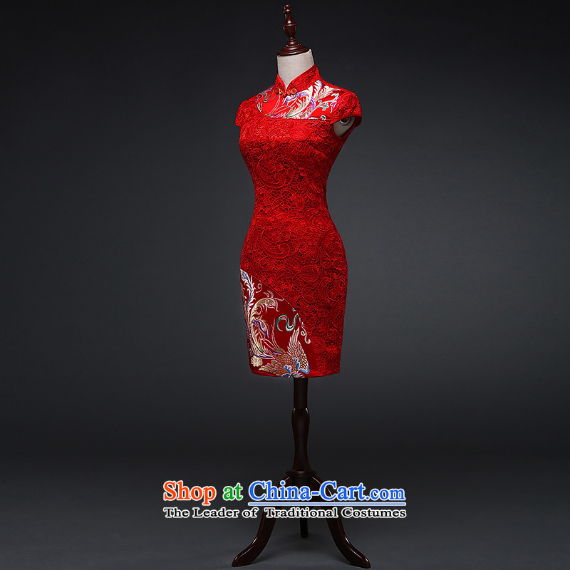 Hillo XILUOSHA Lisa (qipao short of marriage) Bride Lace Embroidery 2015 New Phoenix qipao of Chinese Dress Red Red M, bows hillo Lisa (XILUOSHA) , , , shopping on the Internet