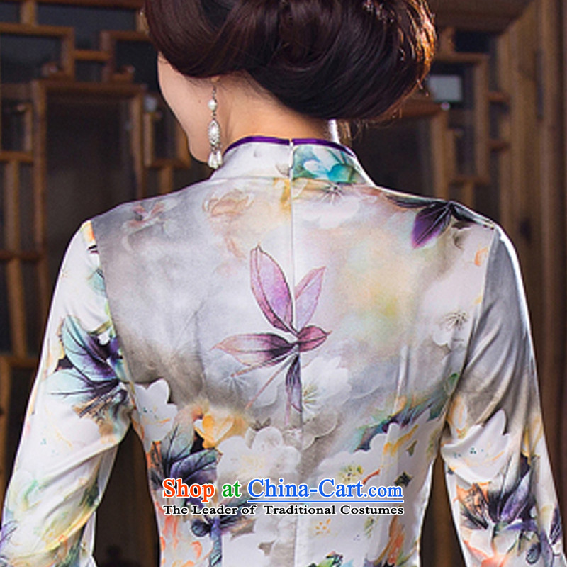 Yuan of Orchid Pavilion Stamp 7 cuff qipao skirt new stylish retro fitted qipao improved double autumn cheongsam dress photo color XXL, QD279 Sau San Yuan (YUAN SU) , , , shopping on the Internet