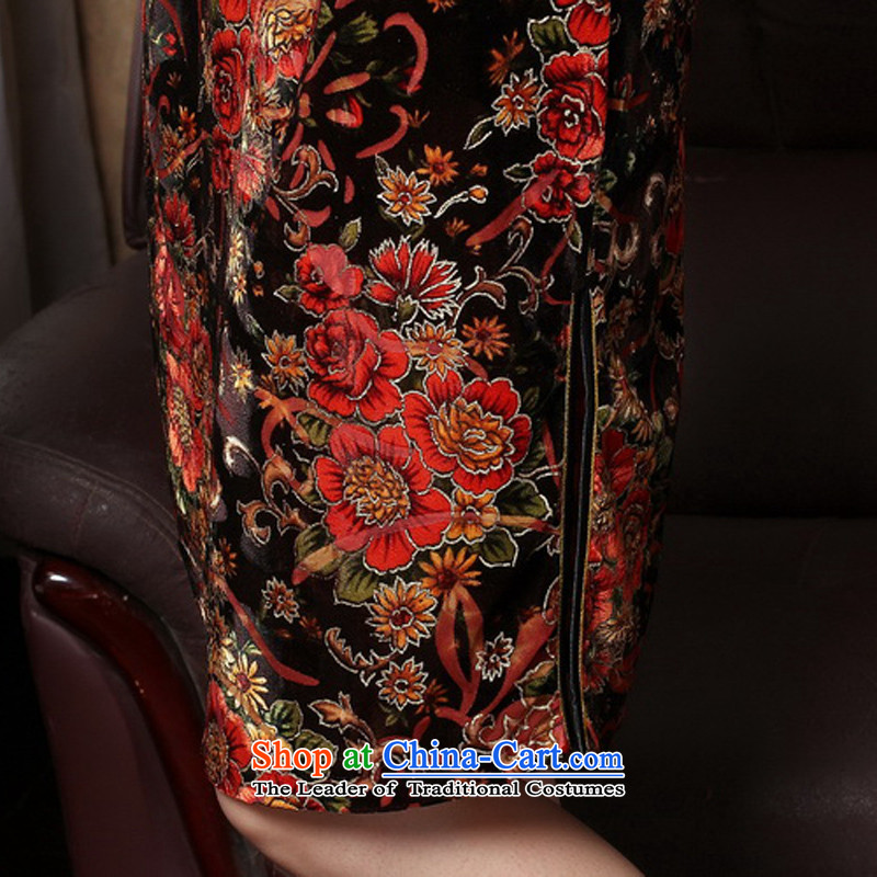 The print image autumn 2015 Kim 歆 scouring pads improved load mother load autumn qipao cheongsam dress in the retro look older cheongsam dress Y3118 Picture Color Ink (MOXIN 歆 XL,....) shopping on the Internet