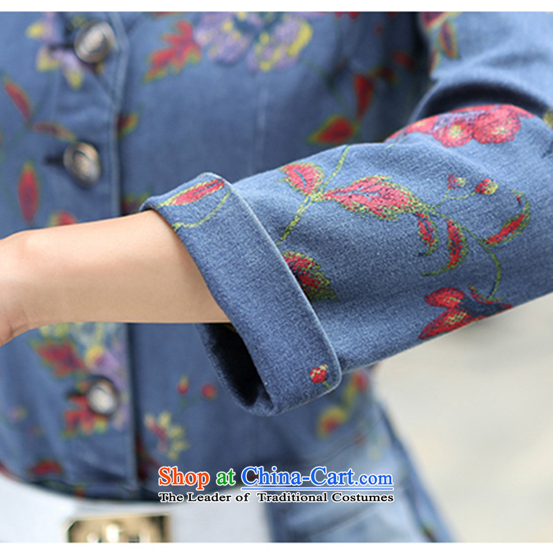 The Taliban Slobodan 015 Fall of higher-end temperament OL long-sleeved Sau San step stamp denim dress (with red cherry blossoms belts) , the Taliban Slobodan (BANMILUO) , , , shopping on the Internet