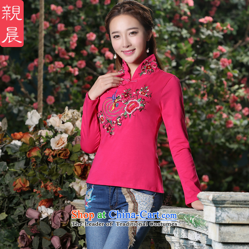 The pro-am 2015 Autumn new women's long-sleeved T-shirt qipao cotton Chinese daily improved Han-tang gown of red 2XL, ethnic pro-am , , , shopping on the Internet