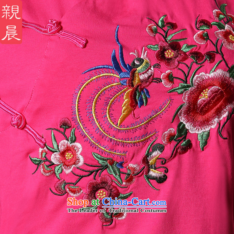 The pro-am 2015 Autumn new women's long-sleeved T-shirt qipao cotton Chinese daily improved Han-tang gown of red 2XL, ethnic pro-am , , , shopping on the Internet