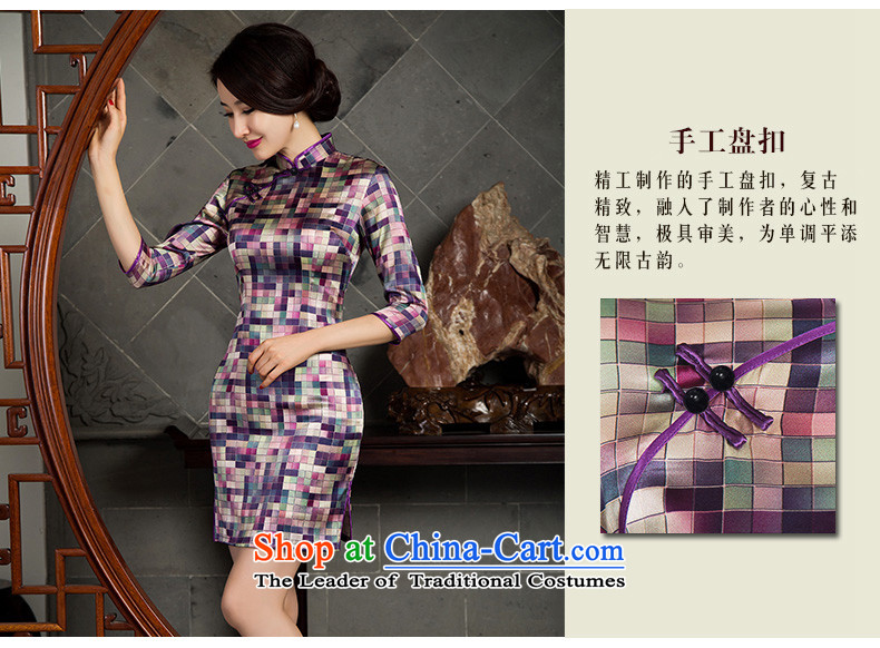 The first of the year 2015 as the Mona Lisa heavyweight silk cheongsam dress new stylish retro fitted qipao seven autumn Silk Cheongsam cuff dresses SZ3S00 PURPLE XL Photo, prices, brand platters! The elections are supplied in the national character of distribution, so action, buy now enjoy more preferential! As soon as possible.