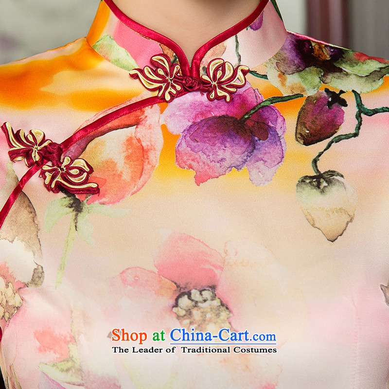 The cross-over 2015 retro-yeon Elizabeth stylish new cheongsam dress was improved qipao decorated autumn dresses cheongsam dress SZ3C005 double orange S, the cross-sa , , , shopping on the Internet