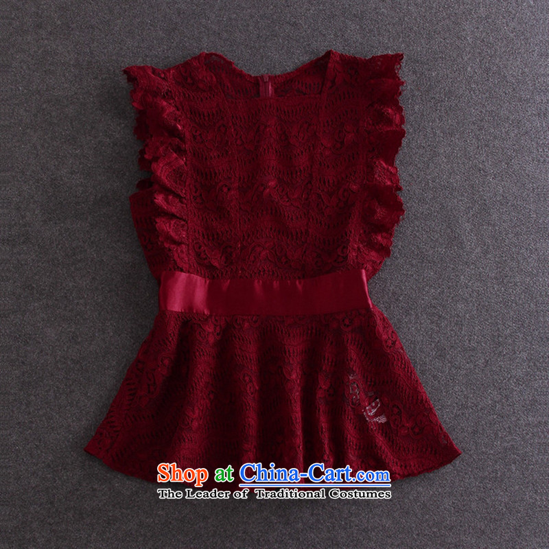 Install the latest Autumn 2015 Hami, Western women Lace Embroidery + long-sleeved T-shirt billowy flounces dresses two kits wine red , L, blue rain butterfly according to , , , shopping on the Internet