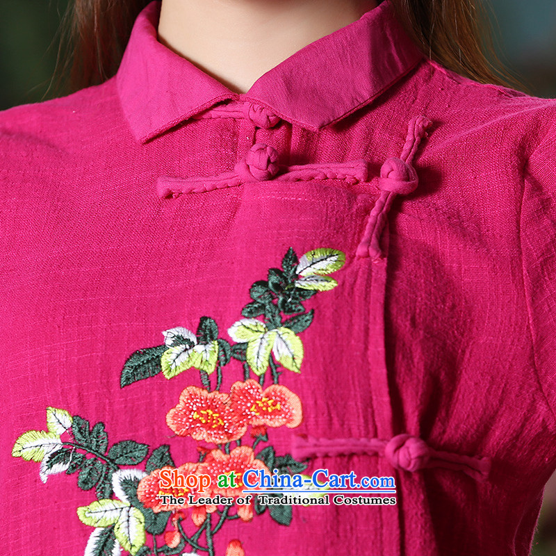 At 2015 new pro-pack Everyday improved stylish autumn 7 cuff cotton of ethnic Chinese women in T-shirt qipao retro red code, the pro-am are , , , shopping on the Internet