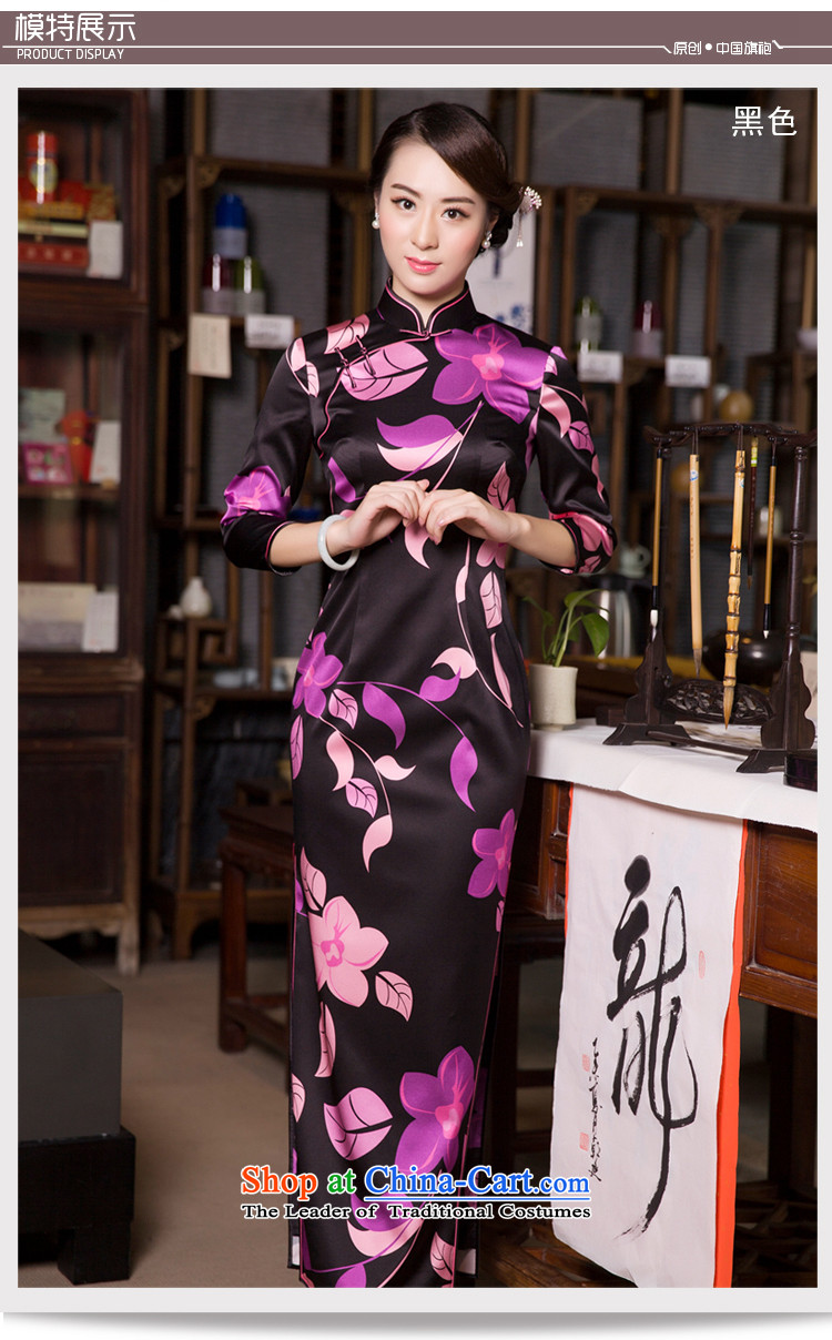 The Wu female red 2015 New Fall/Winter Collections of silk cheongsam dress Sau San-to-day long-sleeved elegant qipao 7 stamp black XXL picture, prices, brand platters! The elections are supplied in the national character of distribution, so action, buy now enjoy more preferential! As soon as possible.