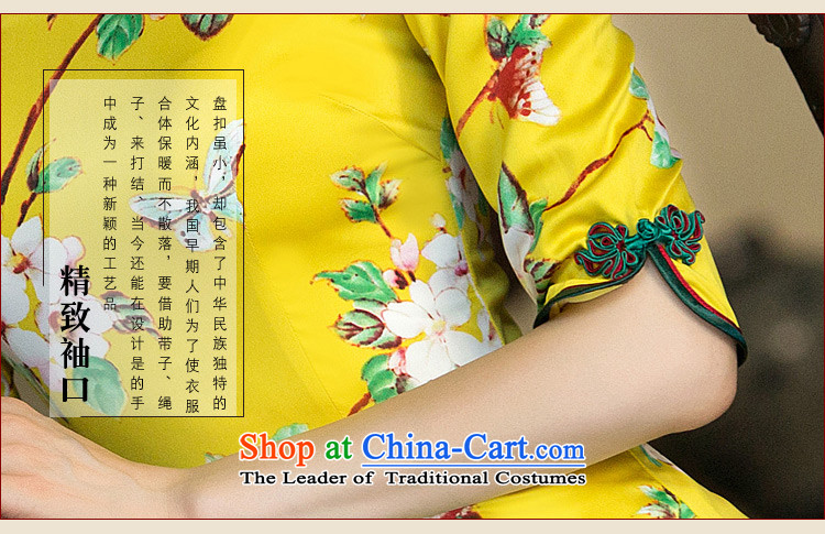 The cheer her robes of the dragon, spend the new improved retro fitted autumn qipao stylish 7 Cuff Ms. double qipao skirt ethnic women SZ3C009 Yellow XL Photo, prices, brand platters! The elections are supplied in the national character of distribution, so action, buy now enjoy more preferential! As soon as possible.