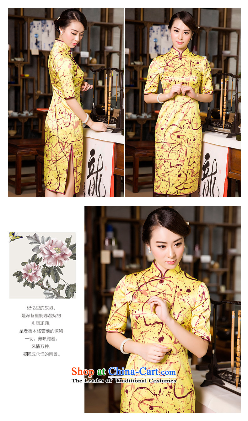 The Wu Chun-hung with female silk cheongsam dress 2015 new daily in the Sau San long for women dress dresses Yellow XL Photo, prices, brand platters! The elections are supplied in the national character of distribution, so action, buy now enjoy more preferential! As soon as possible.
