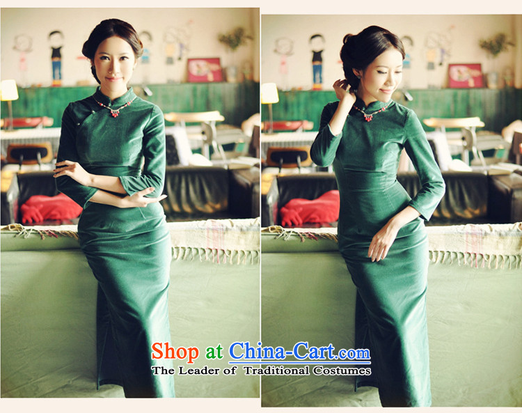 The Republic of Korea 2015 Autumn guryan replacing the new Republic of Korea wind qipao retro improved short of 7 minutes and a mock-neck cuff cheongsam dress dresses blue XL Photo, prices, brand platters! The elections are supplied in the national character of distribution, so action, buy now enjoy more preferential! As soon as possible.
